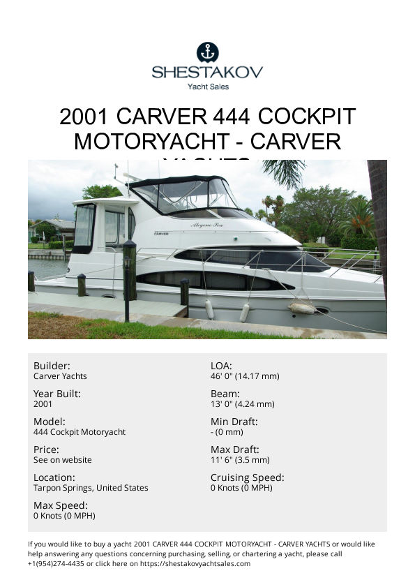 2001 Carver 444 Cockpit Motoryacht - 444 Cockpit Motoryacht - 2001