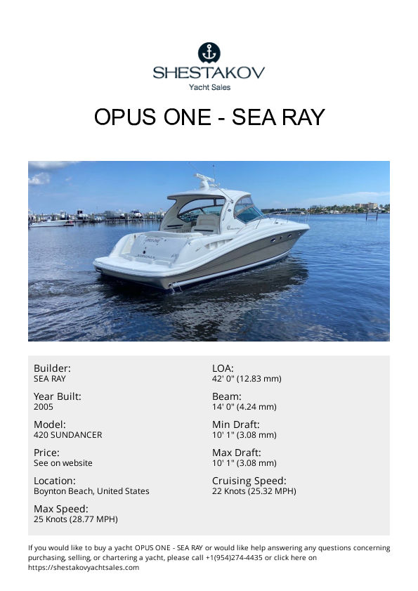 OPUS ONE - 420 SUNDANCER - 2005