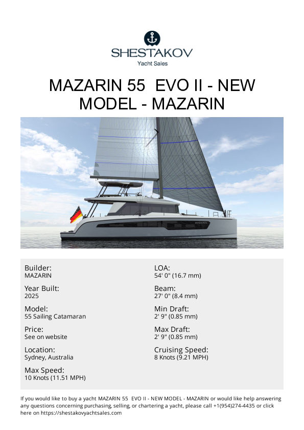 MAZARIN 55  EVO II - New Model - 55 Sailing Catamaran - 2025