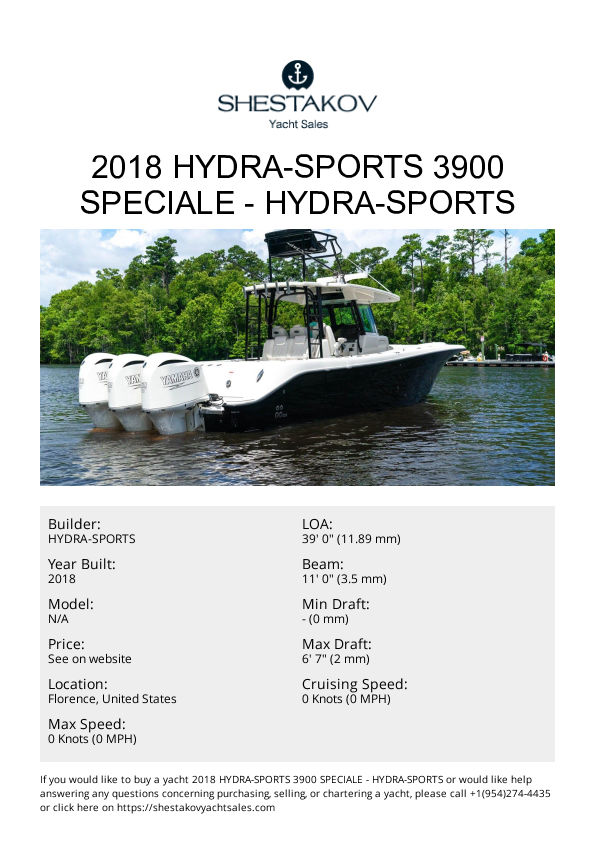 2018 Hydra-Sports 3900 Speciale - undefined - 2018