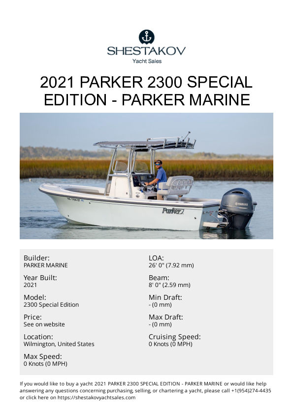 2021 Parker 2300 Special Edition - 2300 Special Edition - 2021