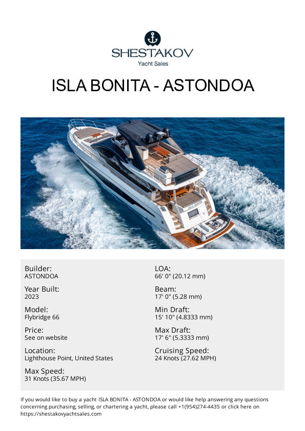 ISLA BONITA - Flybridge 66 - 2023
