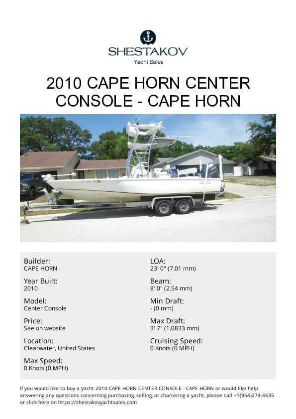 2010 Cape Horn Center Console - Center Console - 2010