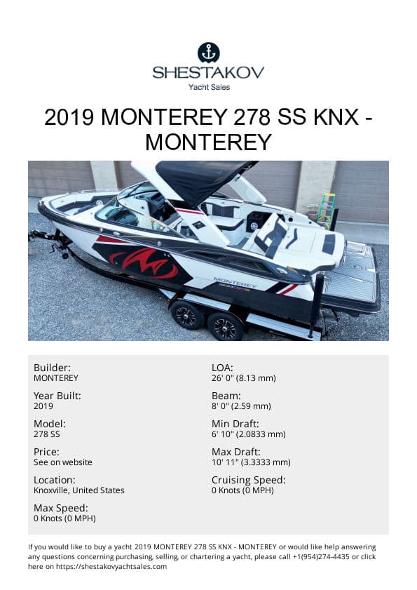 2019 Monterey 278 SS KNX - 278 SS - 2019