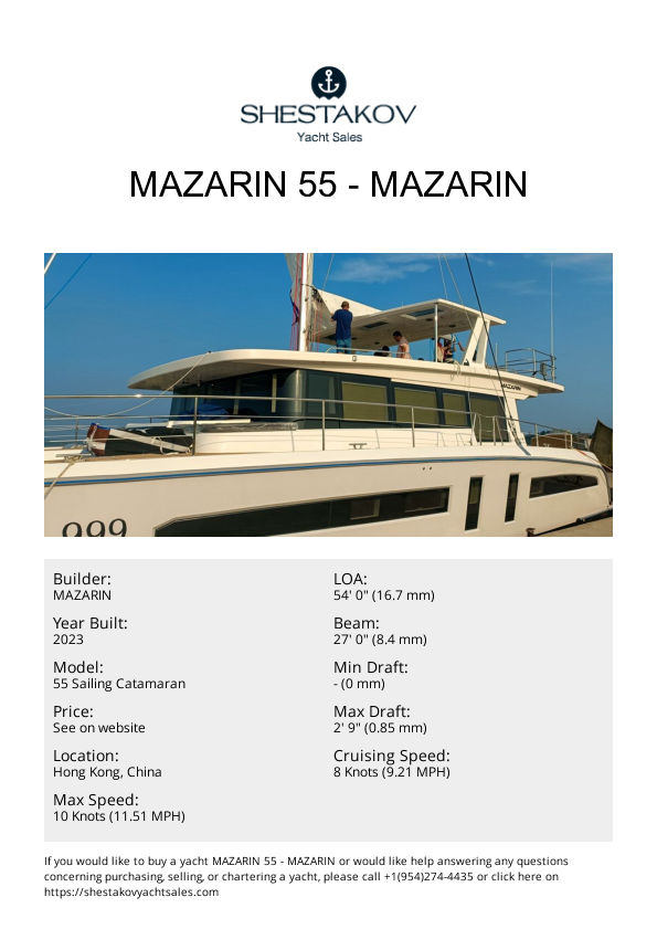 MAZARIN 55 - 55 Sailing Catamaran - 2023