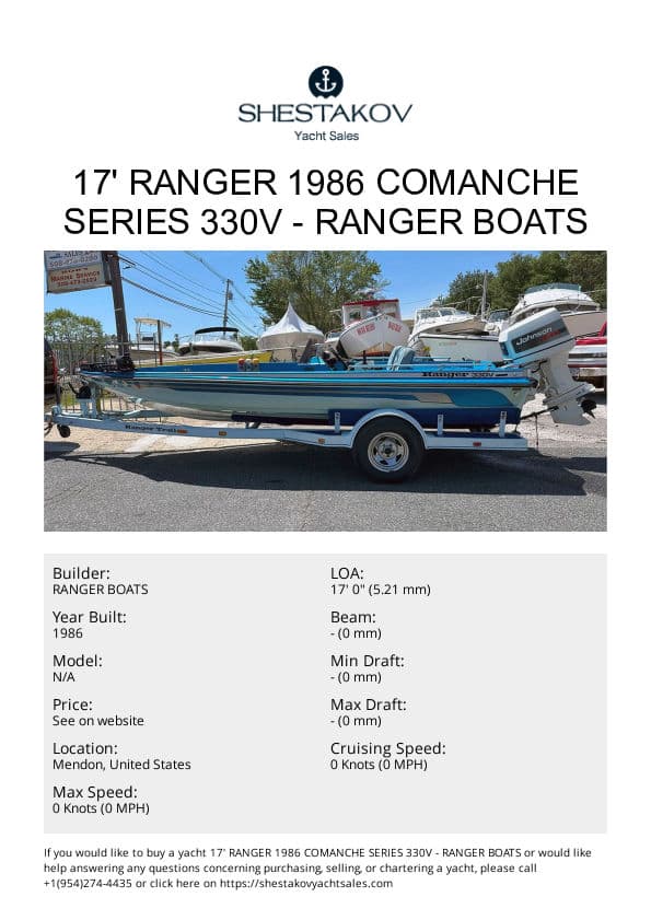 17' RANGER 1986 COMANCHE SERIES 330V - undefined - 1986