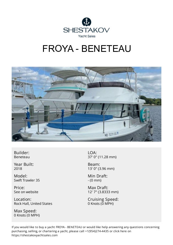 Froya - Swift Trawler 35 - 2018
