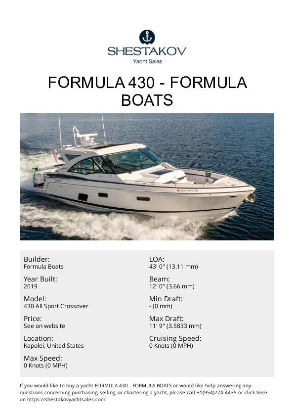 FORMULA 430 - 430 All Sport Crossover - 2019