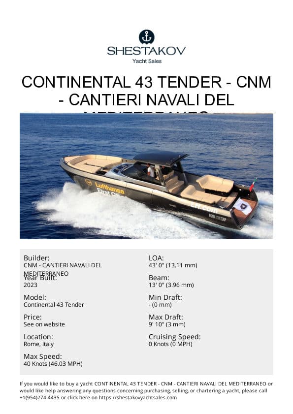 Continental 43 Tender - Continental 43 Tender - 2023