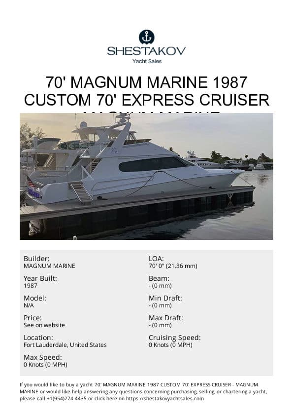 70' Magnum Marine 1987 Custom 70' Express Cruiser - undefined - 1987