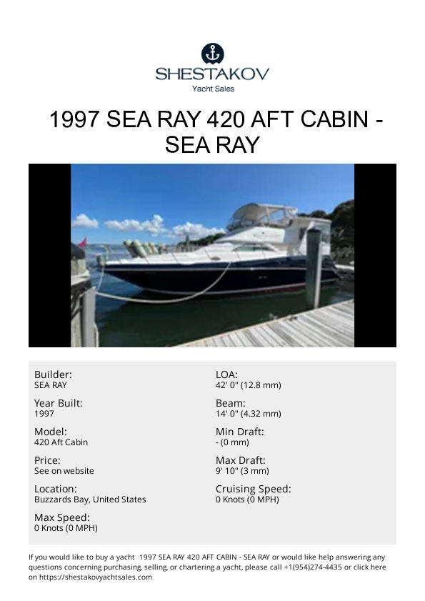  1997 Sea Ray 420 Aft Cabin - 420 Aft Cabin - 1997