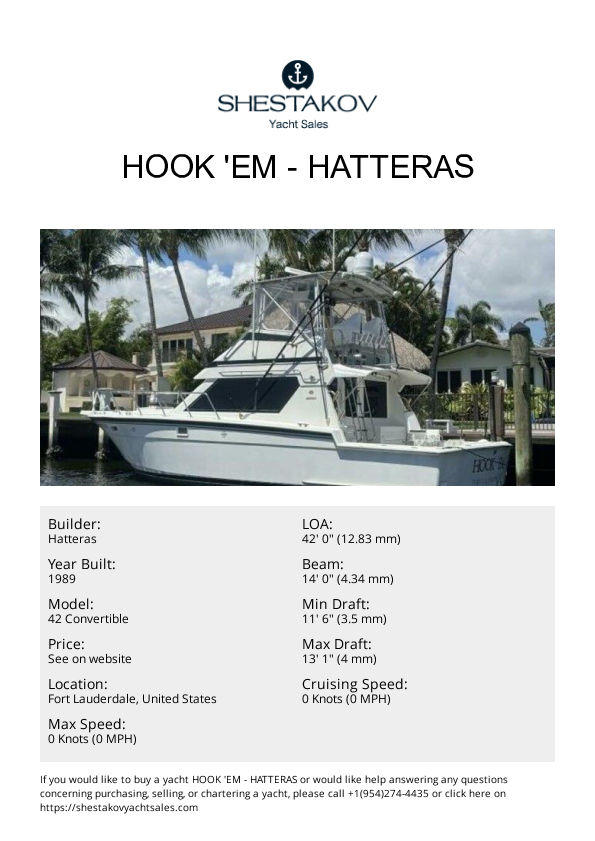 HOOK 'EM - 42 Convertible - 1989