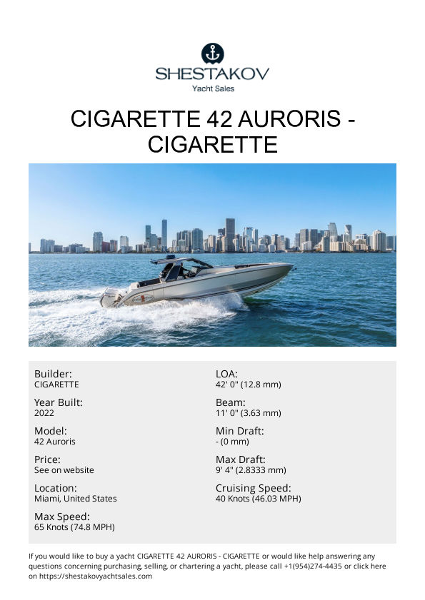 Cigarette 42 Auroris - 42 Auroris - 2022