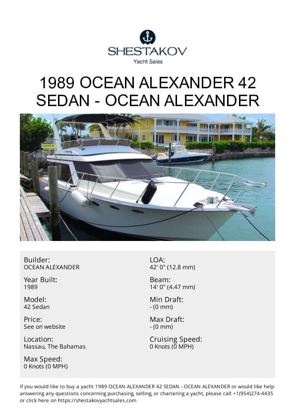 1989 Ocean Alexander 42 Sedan - 42 Sedan - 1989