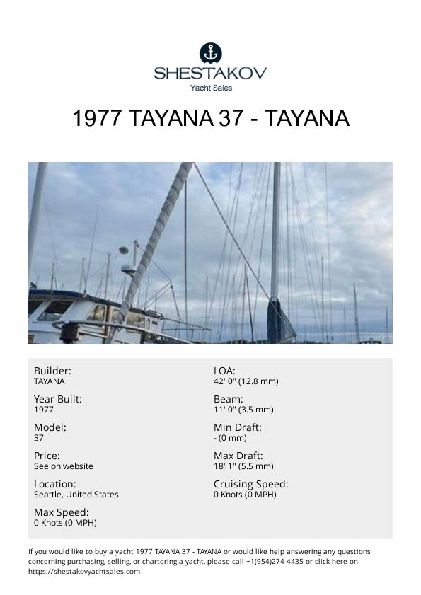 1977 Tayana 37 - 37 - 1977
