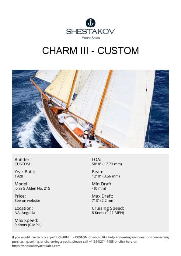 CHARM III - John G Alden No. 215 - 1928