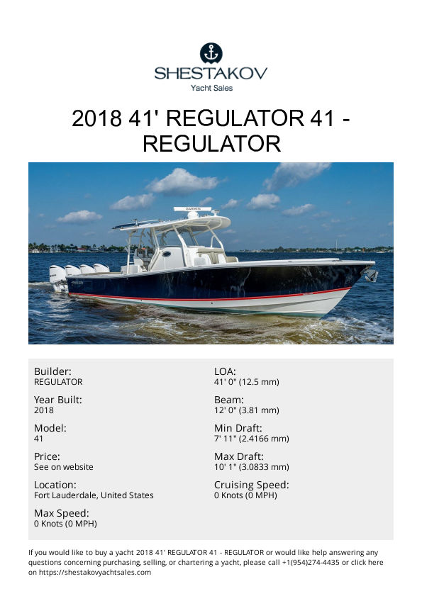 2018 41' Regulator 41 - 41 - 2018