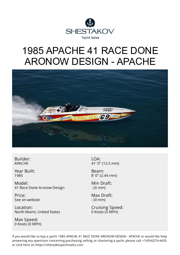 1985 Apache 41 Race Done Aronow Design - 41 Race Done Aronow Design - 1985