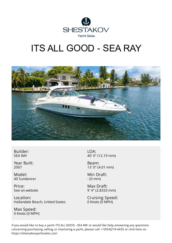 Its All Good - 40 Sundancer - 2007