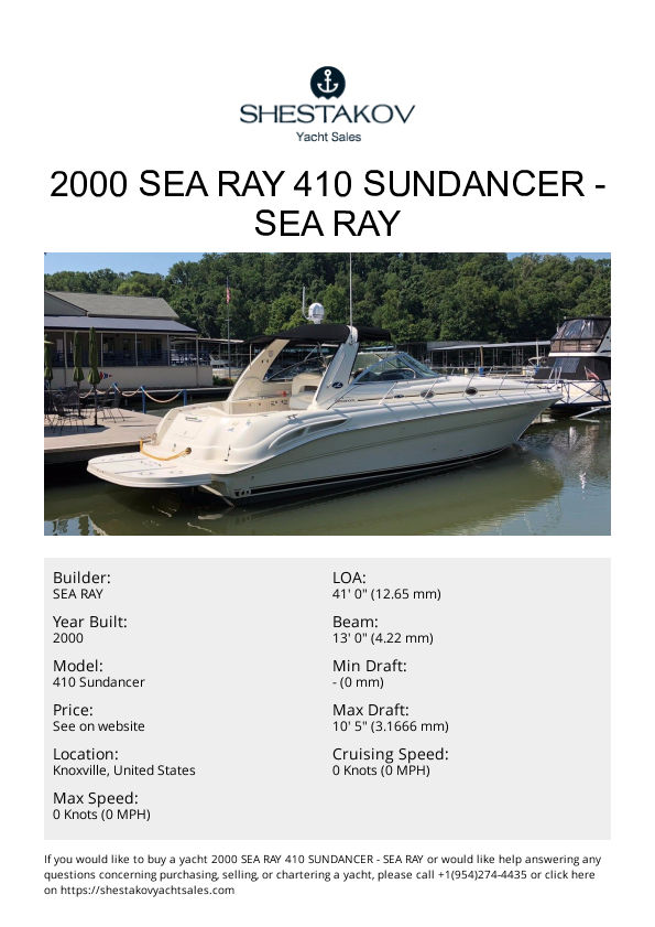 2000 Sea Ray 410 Sundancer - 410 Sundancer - 2000