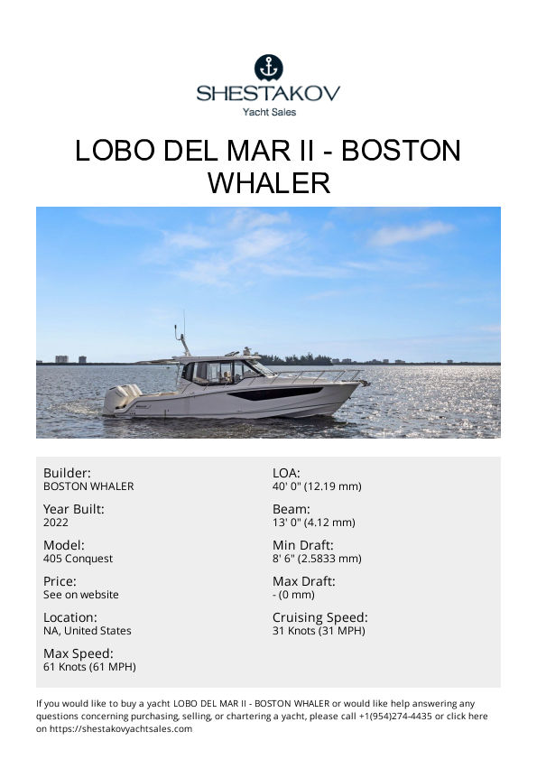 Lobo Del Mar II - 405 Conquest - 2022