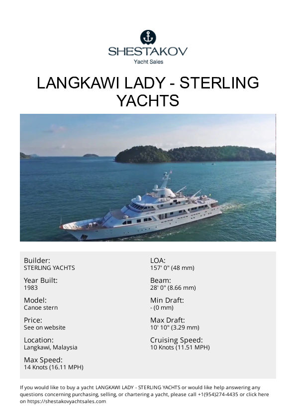 LANGKAWI LADY - Canoe stern - 1983