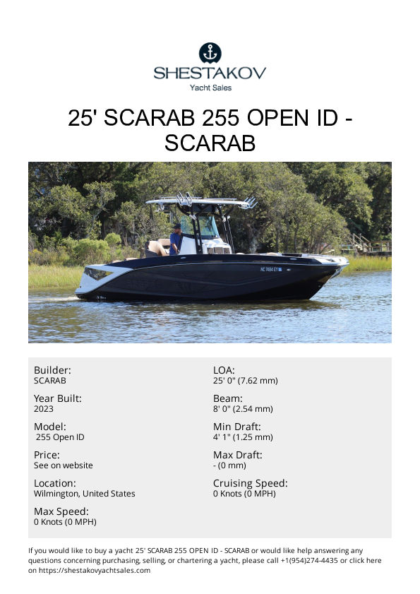 25' Scarab 255 Open ID -  255 Open ID - 2023