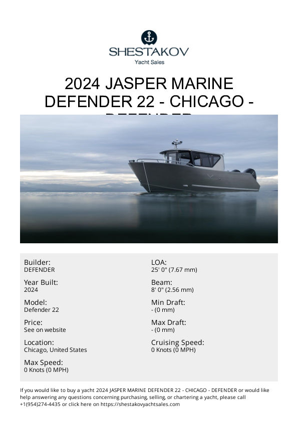 2024 Jasper Marine Defender 22 - Chicago - Defender 22 - 2024