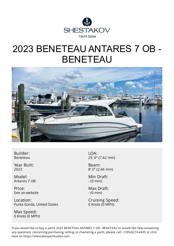 2023 Beneteau Antares 7 OB - Antares 7 OB - 2023