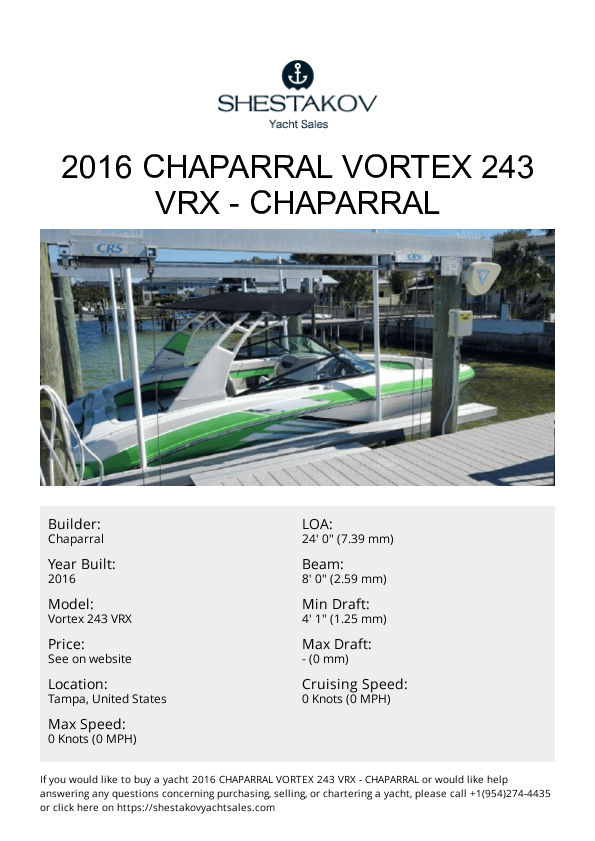 2016 Chaparral Vortex 243 VRX - Vortex 243 VRX - 2016