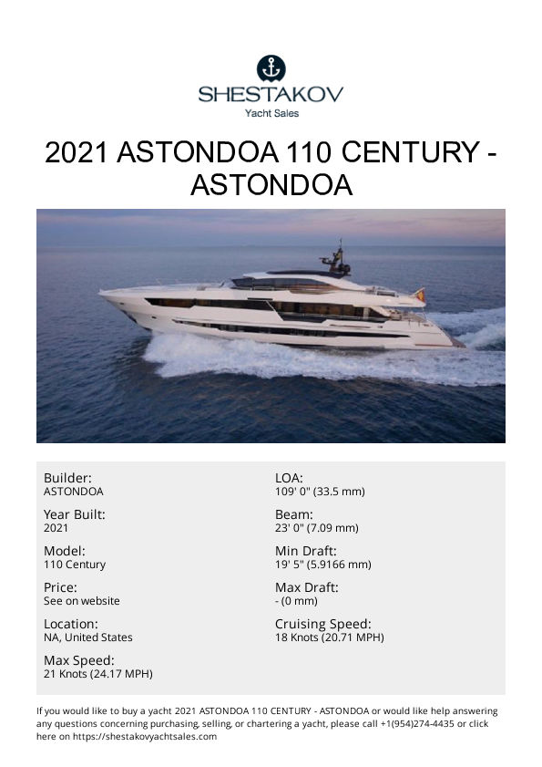 2021 Astondoa 110 Century - 110 Century - 2021