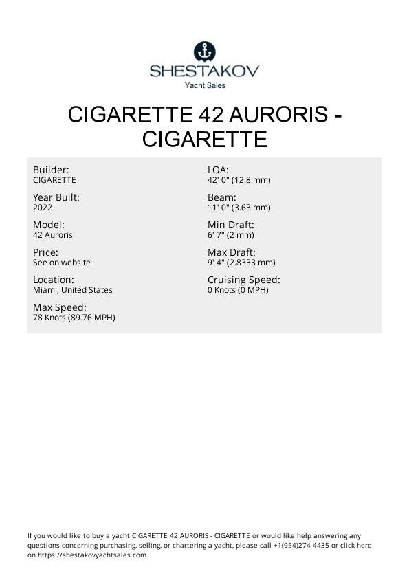 Cigarette 42 Auroris - 42 Auroris - 2022