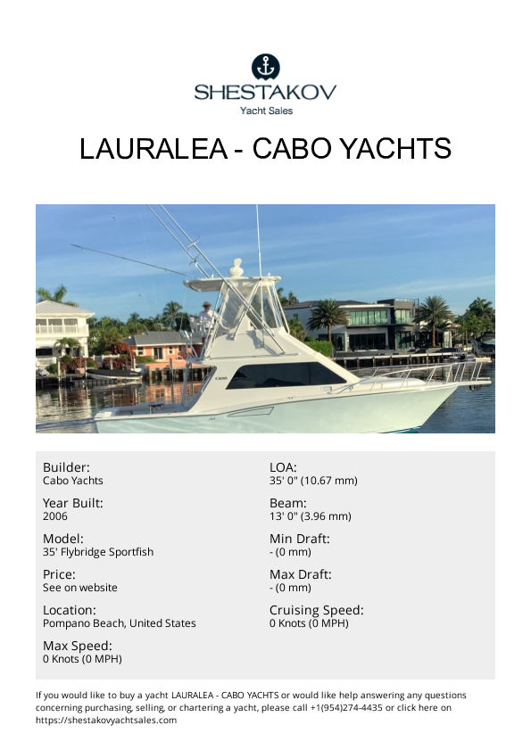 LAURALEA - 35' Flybridge Sportfish - 2006
