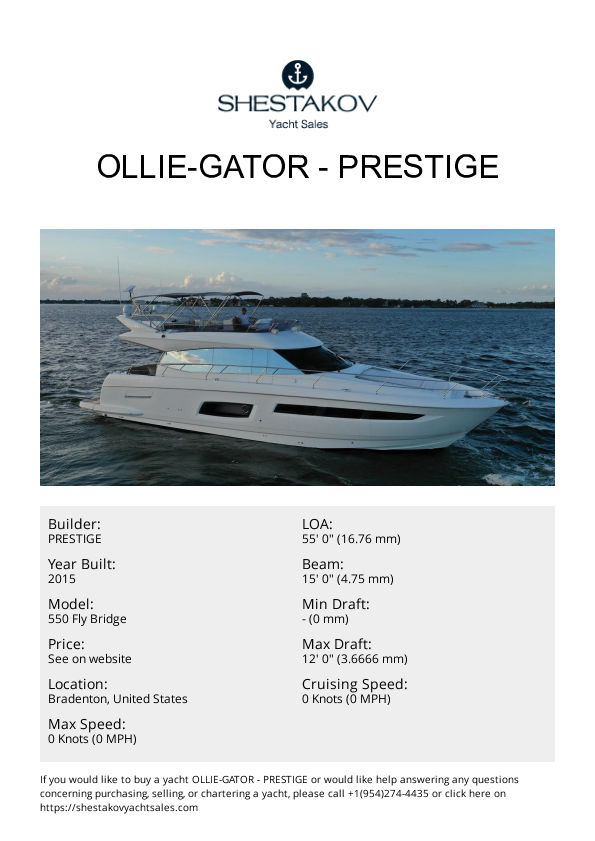 Ollie-Gator - 550 Fly Bridge - 2015