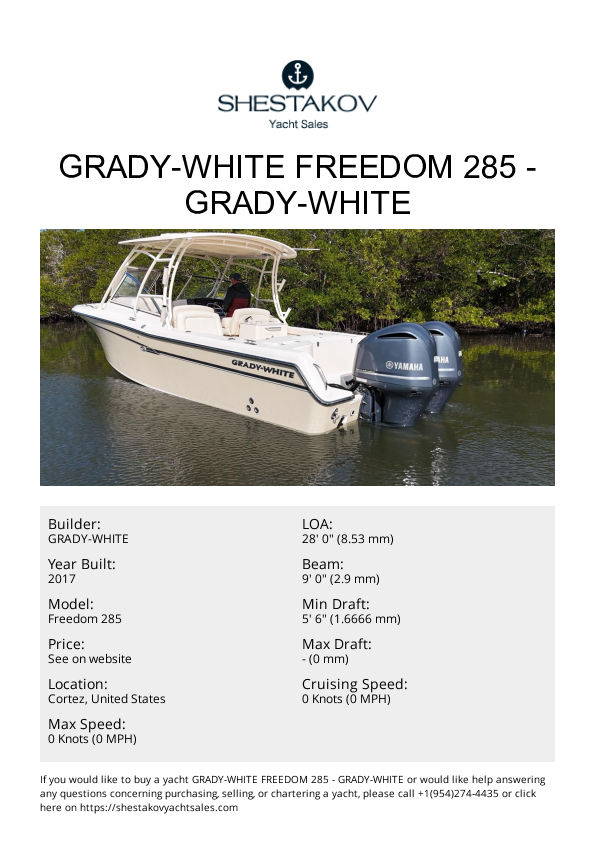 Grady-White Freedom 285 - Freedom 285 - 2017