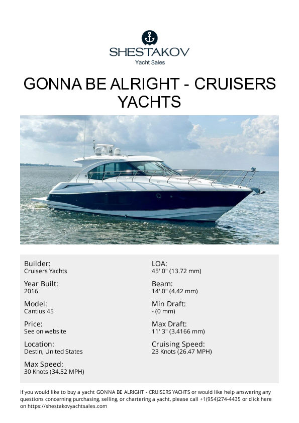 GONNA BE ALRIGHT - Cantius 45 - 2016