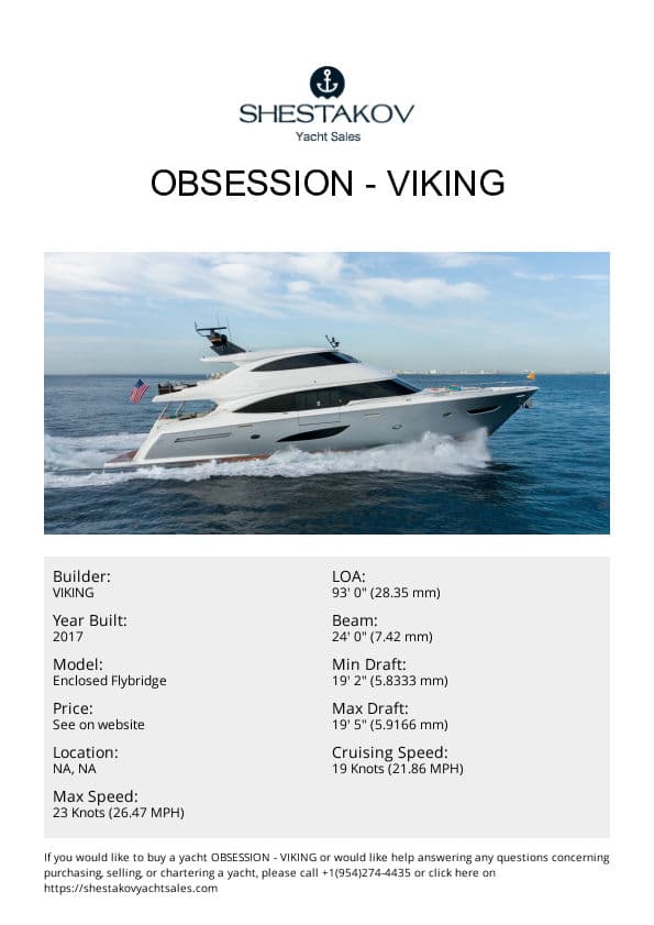 OBSESSION - Enclosed Flybridge - 2018