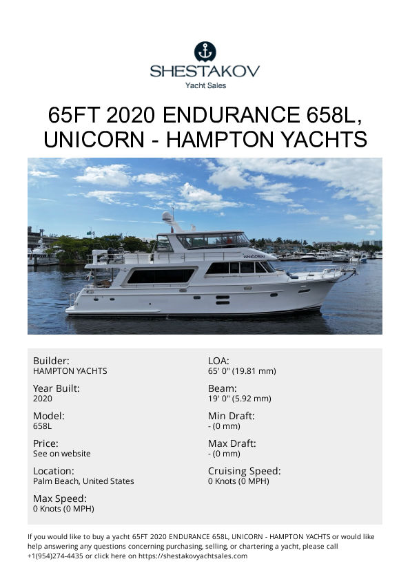 65ft 2020 Endurance 658L, Unicorn - 658L - 2020