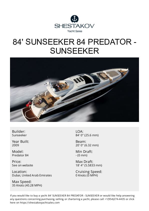 84' Sunseeker 84 Predator - Predator 84 - 2010