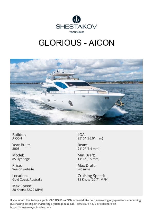 GLORIOUS - 85 Flybridge - 2008