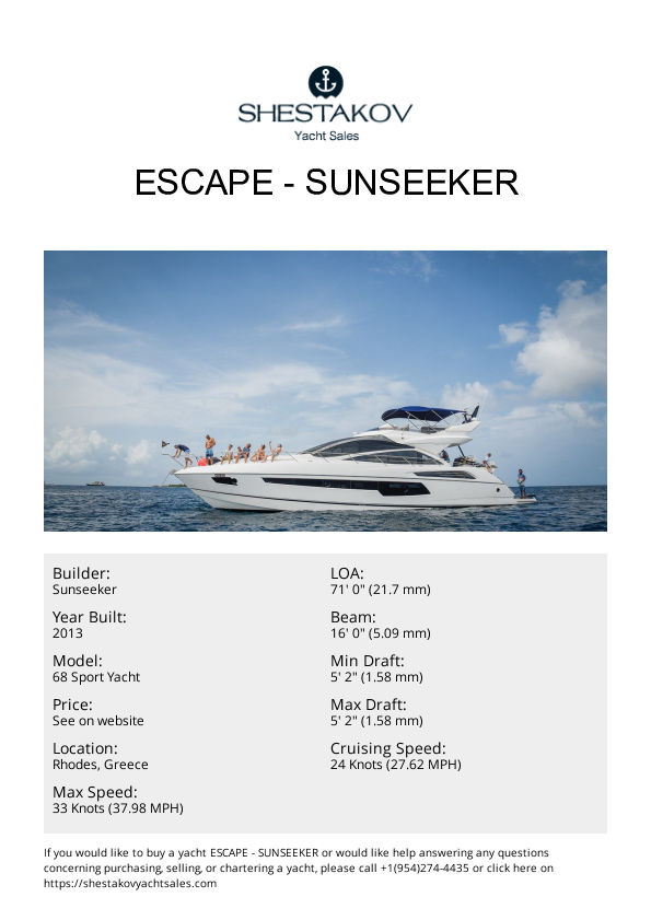 Escape - 68 Sport Yacht - 2014