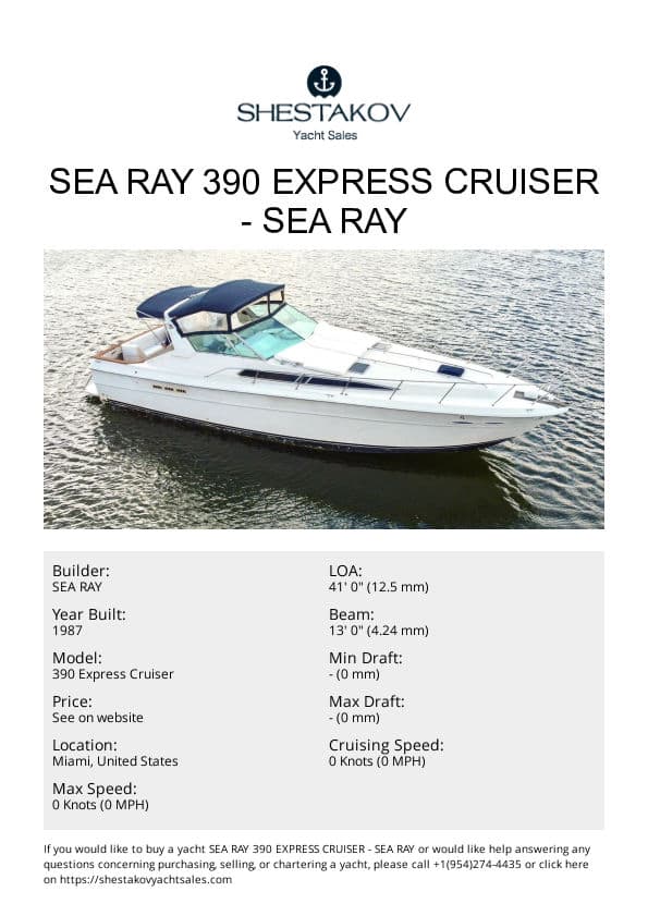 Sea Ray 390 Express Cruiser - 390 Express Cruiser - 1987