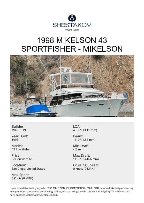 1998 Mikelson 43 Sportfisher - 43 Sportfisher - 1998
