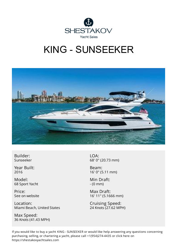 King - 68 Sport Yacht - 2016
