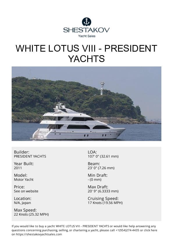 White Lotus VIII - Motor Yacht - 2011