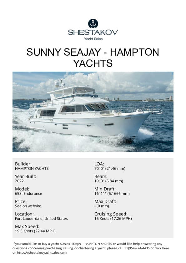 Sunny SeaJay - 658l Endurance - 2022