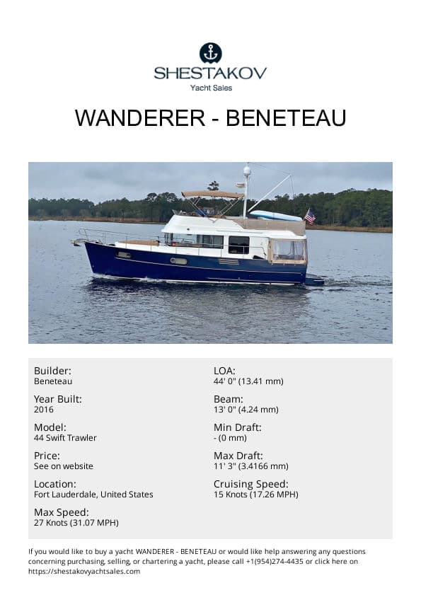 WANDERER - 44 Swift Trawler - 2016