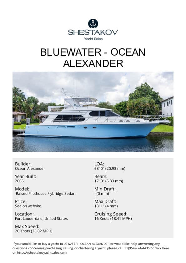 Bluewater -  Raised Pilothouse Flybridge Sedan - 2005