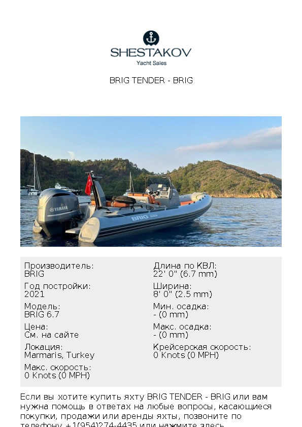BRIG TENDER - BRIG 6.7 - 2021