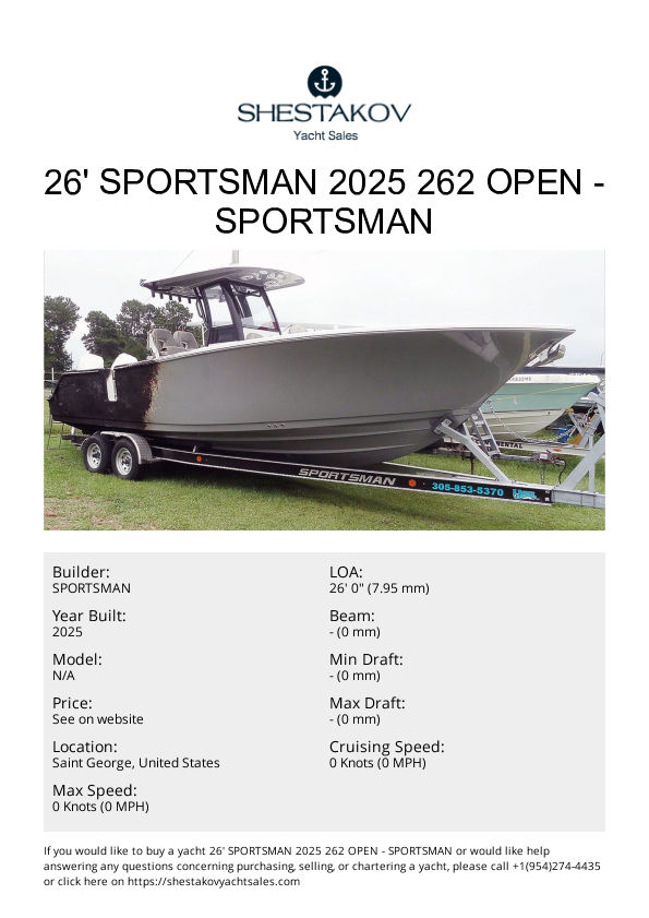 26' Sportsman 2025 262 Open - undefined - 2025